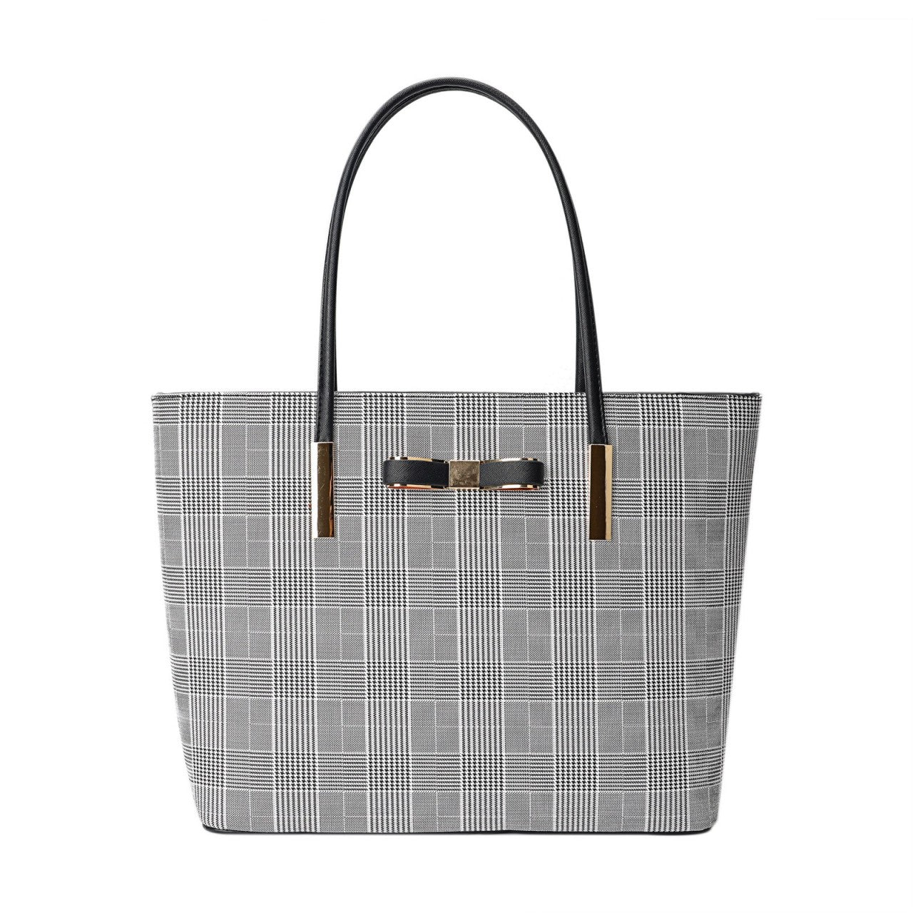LYDC Bow Details Large Tote / Shoulder Bag with CHECKERED pattern