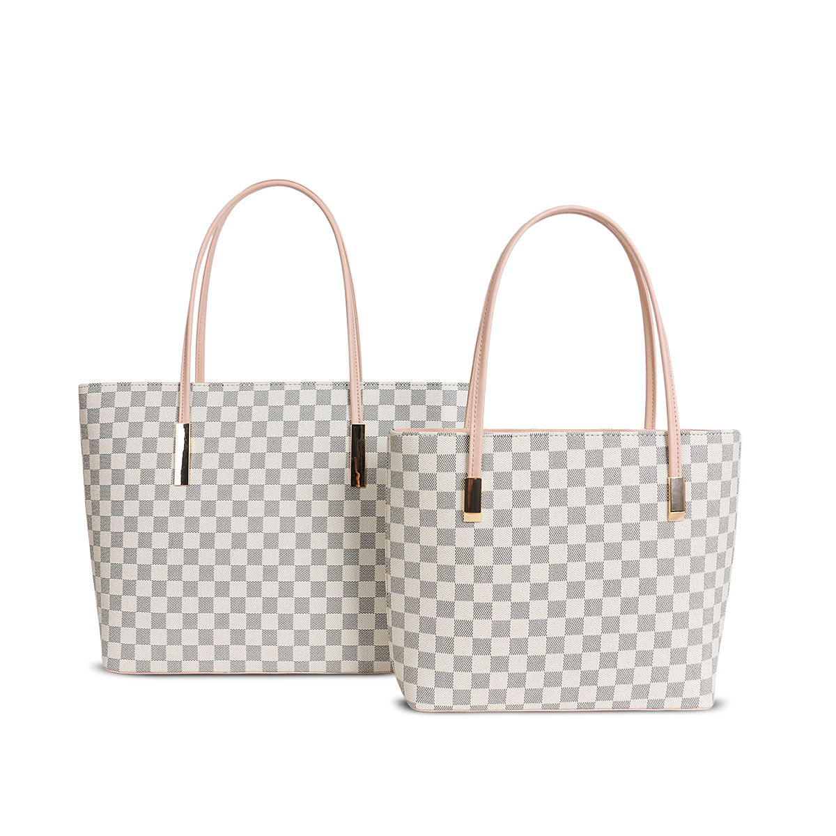 LYDC Bow Details 2 Pack Shoulder / Tote Handbags different patterns (Large & Medium Set)
