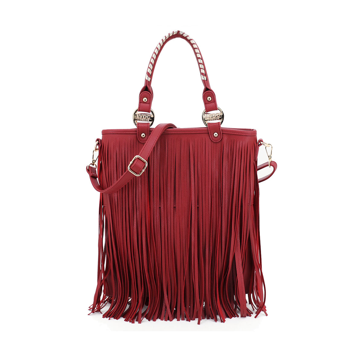 LYDC Women’s Large Fringe Grab and Go Handbag Designer Tassel Faux Leather Shoulder Bag
