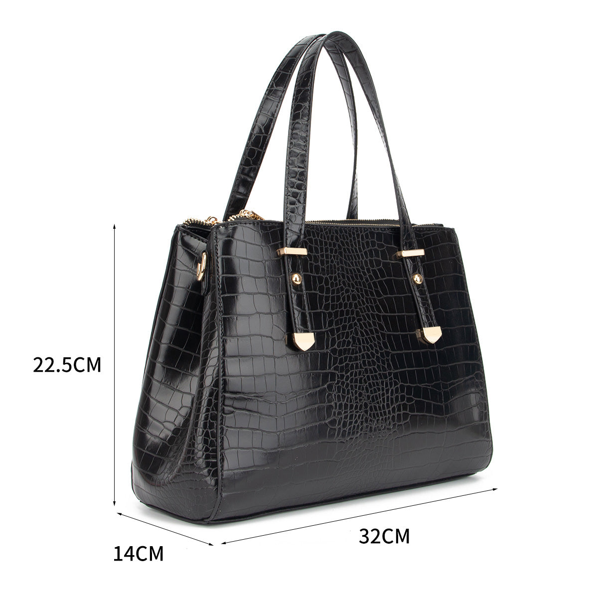 LYDC Large Shoulder Bag Croc Style with Top handles